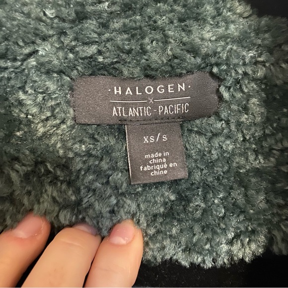 Halogen x Atlantic-Pacific Teal Teddy Coat - Picture 3 of 6